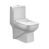 WC à poser carré + abattant avec frein de chute + mécanisme - 640 x 365 x 740 mm