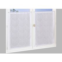 Vitrage imprimé dévoré feuille grise 60 x 120 cm blanc - CARPENTIER