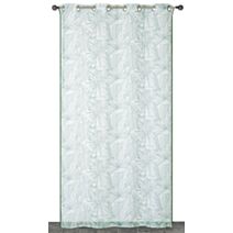 Voilage imprimé foral bordure colorée 140 x 240 cm vert - CARPENTIER