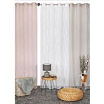 Voilage jacquard reliéfé vagues 140 x 240 cm vieux rose - CARPENTIER