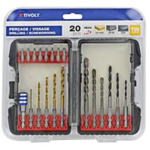 Coffret 20 forets et embouts de vissage T20 - TIVOLY