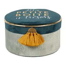 Boîte à bijoux ronde Ø14 x H8,5 cm velours verte - OSTARIA