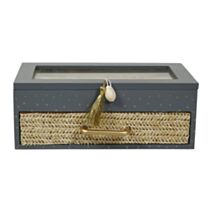 Boîte à bijoux 1 tiroir 22 x 12 x 8,5 cm gris/bois - OSTARIA