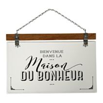 Décoration murale plaque Maison 35 x 33 cm métal/bois - OSTARIA