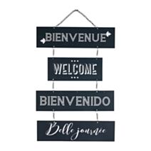 Décoration murale Bienvenue 30 x 59 cm bois MDF noir - OSTARIA