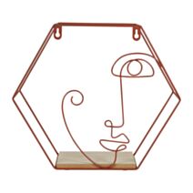 Etagère Visage 35 x 10,5 x 30,5 cm métal/bois - OSTARIA