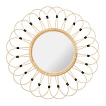 Miroir Marguerite rotin Ø50 cm naturel/noir - OSTARIA