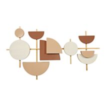 Déco murale en bois/métal Arty 70 x 38,5 cm terracotta/doré/blanc 