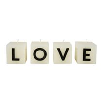 Set de 4 bougies cubiques Love 5cm blanc/noir - OSTARIA