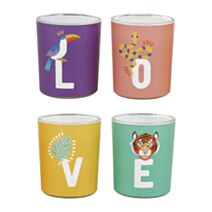 Set de 4 bougies en pot Love Ø6 cm colorées - OSTARIA