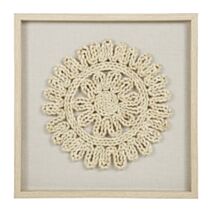 Décoration murale cadre Mandala 42 cm tissé naturel - OSTARIA
