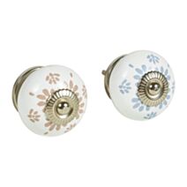 Boutons de meuble décoratifs Ø4,5 cm céramique blanc - OSTARIA
