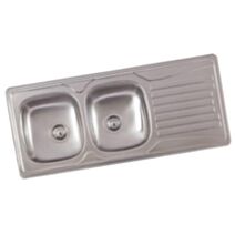 Evier inox anti-rayures 2 cuves + 1 égouttoir avec bonde - BANKA