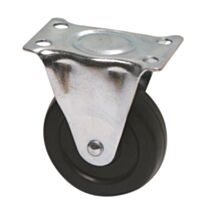 Roulette fonctionelle fixe à platine caoutchouc noir Ø65mm charge 35kg - CIME