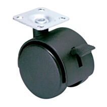 Roulette pivotante à platine polypropylène noir avec frein Ø40mm charge 25kg - CIME