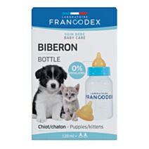 Biberon chiot-chaton 120ml et 2 tétines souple
