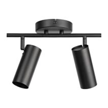 Plafonnier double Verso 39 x 18 cm GU10 7W métal noir - MATHIAS