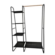 Portant à vêtements métal noir avec étagères 100 x 40 x 150 cm - FRANDIS 