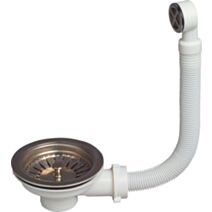 Bonde panier pour évier 1 bac Ø90 mm + trop-plein - WIRQUIN