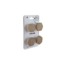 Set de 4 boutons de meuble Hexa bois foncé medium - BAR PLUS