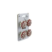 Set de 4 boutons de meuble Fleur rouge porcelaine - BAR PLUS