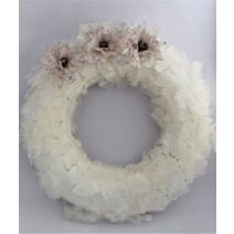 Suspension couronne avec plumes et fleur 60 cm 