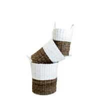 Panier tressé blanc/naturel Ø33 x H37/47cm - KB8