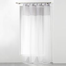 Voilage à passants suspendus 135 x 240 cm bicolore blanc/gris - D.D'INTERIEUR