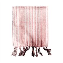 Fouta Romantik 100 x 190 cm gaze de coton rose/blanc - TODAY