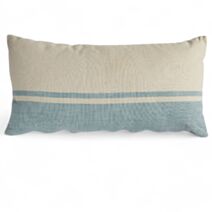 Coussin Sea Side 30 x 60 cm coton lavé écru/bleu - MAISON LEFEBVRE