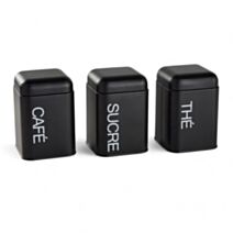 Set de 3 boîtes thé café sucre métal noire - UTILITY