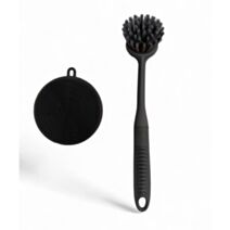 Set brosse et éponges de nettoyage silicone noir - UTILITY