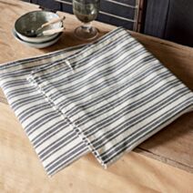 Nappe 140 x 240 cm coton lavé rayures écru/bleu - MAISON LEFEBVRE