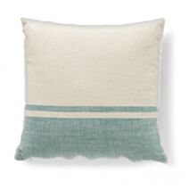 Coussin Sea Side 40 x 40 cm coton lavé écru/bleu - MAISON LEFEBVRE