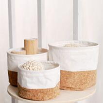 Set de 3 paniers ronds Simplicity polyester/liège - LA FACTORY