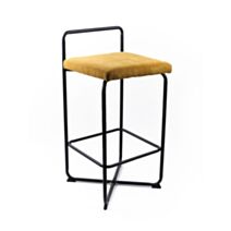 Tabouret de bar Bronze  40 x 40,5 x 85,5 cm velours moutarde - TODAY