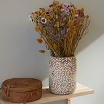 Vase Mango Wood Ø15 x H20 cm bois manguier sculpté beige - LA FACTORY
