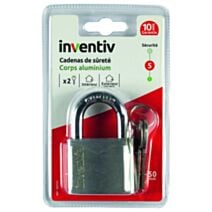 Cadenas aluminium 50mm 2 clés silver - INVENTIV