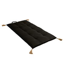 Futon repliable Panama 60 x 120 cm pompons jute noir - DECOSTARS