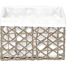 Panier en papier taupe/tissu blanc très grand - TENDANCE