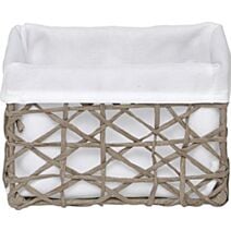 Panier en papier taupe/tissu blanc moyen - TENDANCE