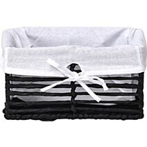 Panière en papier/métal noir/tissu blanc petit x3 - TENDANCE