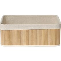 Panier rectangulaire de rangement - bambou/tissu lin