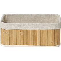 Panier rectangulaire modèle moyen - bambou/tissu lin