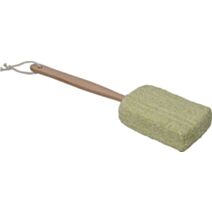 Éponge de bain ramie manche bois blanc/vert - TENDANCE