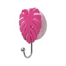 Crochet forme feuille sur ventouse fuchsia - TENDANCE
