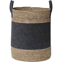 Panier rond grand modèle gris foncé/Naturel