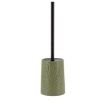 Brosse WC grès arrondie kaki décor feuille - TENDANCE