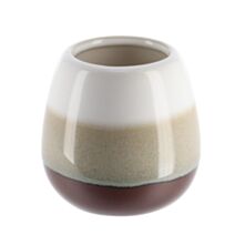 Gobelet grès rond tricolore marron/beige - TENDANCE