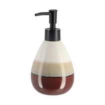 Distributeur grès rond tricolore 395 mL marron/beige - TENDANCE